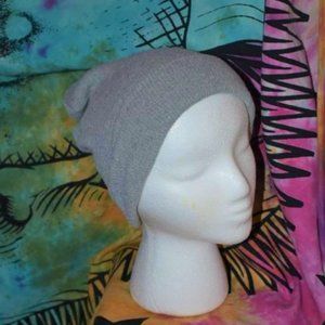 Gray Grey Beanie Cap Adult Cotton Blend Hat Head Accessory Baggy Men's Women's